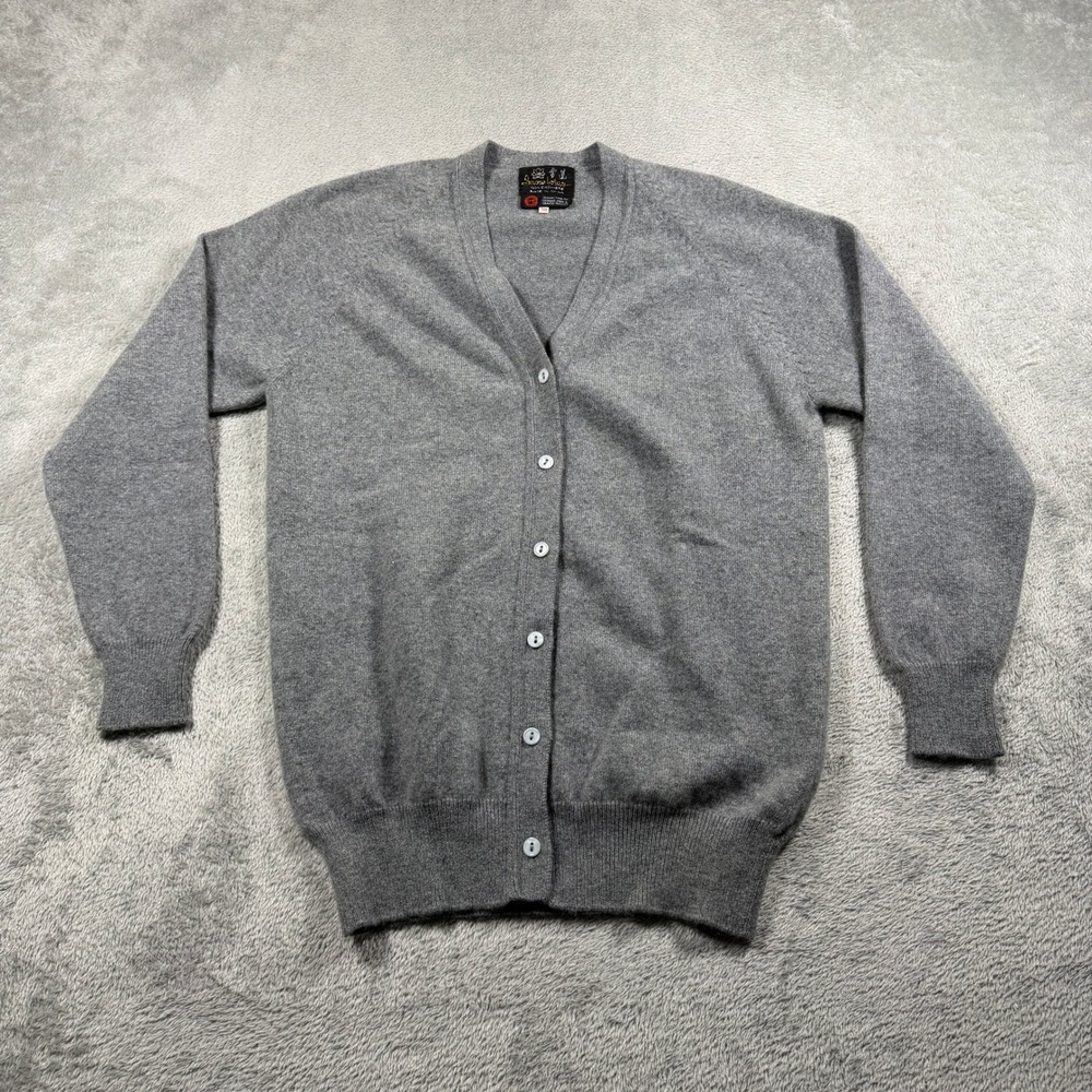Vintage Snow Lotus Cashmere Cardigan Women 38 Gray V-Neck Button Front